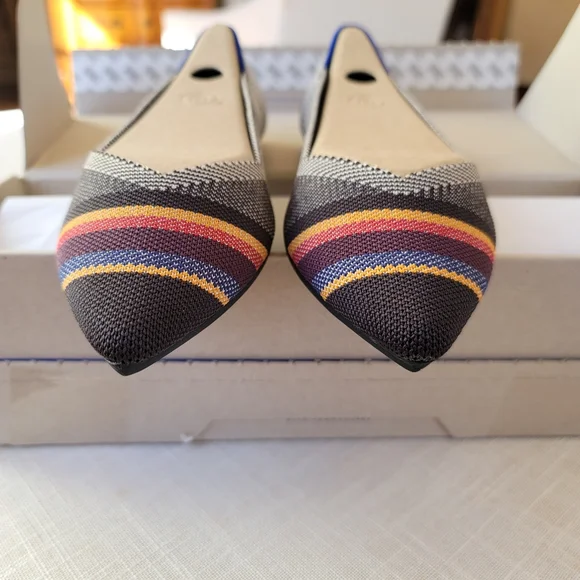 New! Rothy’s sz 9 VIB Inverse Stripe Points Flats NIB - Picture 6 of 9